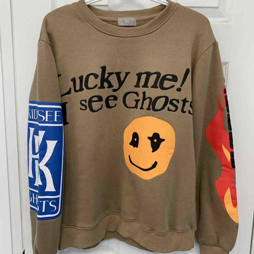 Hbat Kanye West x Kid Kudi "Lucky Me I See Ghosts" Crew Neck Sweater - Sz.M